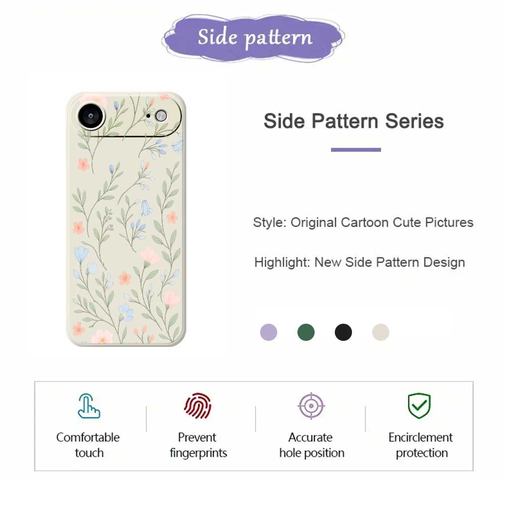 For iPhone 17 Air Case Pink Blue Flowers Pattern Printing Straight Edge TPU Phone Back Cover