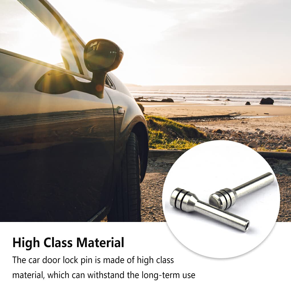 Generisch 2 Stück Auto Türschloss-Stifte Fixierung Solide Farbe Innenraum-Schlossknöpfe, Silber