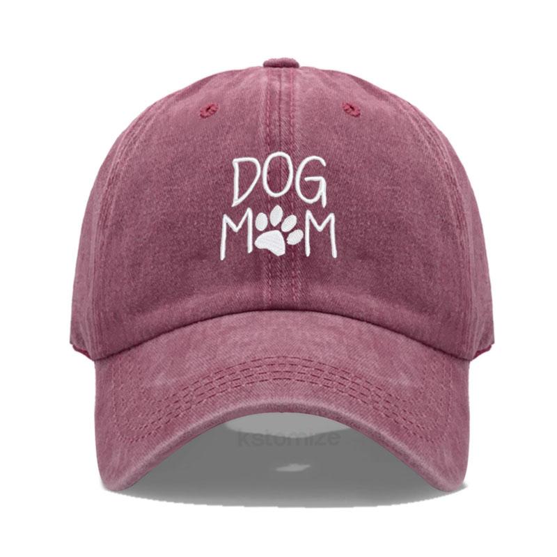 Bestickte Baseballkappe 'Dog Mom' für Damen und Herren, Mode, Verstellbar, Weiche Baumwolle, Dad Hat, Unisex, Klassische Golfkappen brown