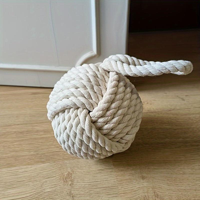 Handcrafted Fabric Door Stopper | Two Color Rope Weave Design,Square and Ball Shapes with Handles, Versatile Home & Office Decor
