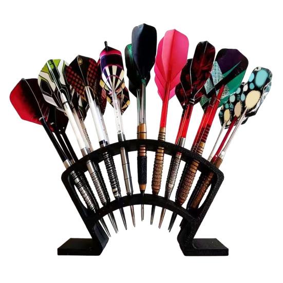 3D Printed Dart Holder Stand for Desk Shelf Tabletop Dart Display Rack Holds 27 Fully Assembled Steel or Soft Tip Dart for Game Room Bar Office