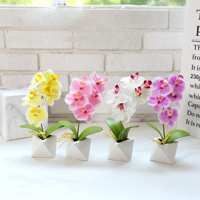 Artificial Flower Simulation Butterfly Orchid Potted Bonsai with Pot Creative Fake Potted Plants Simulated Silk Flower Decor
