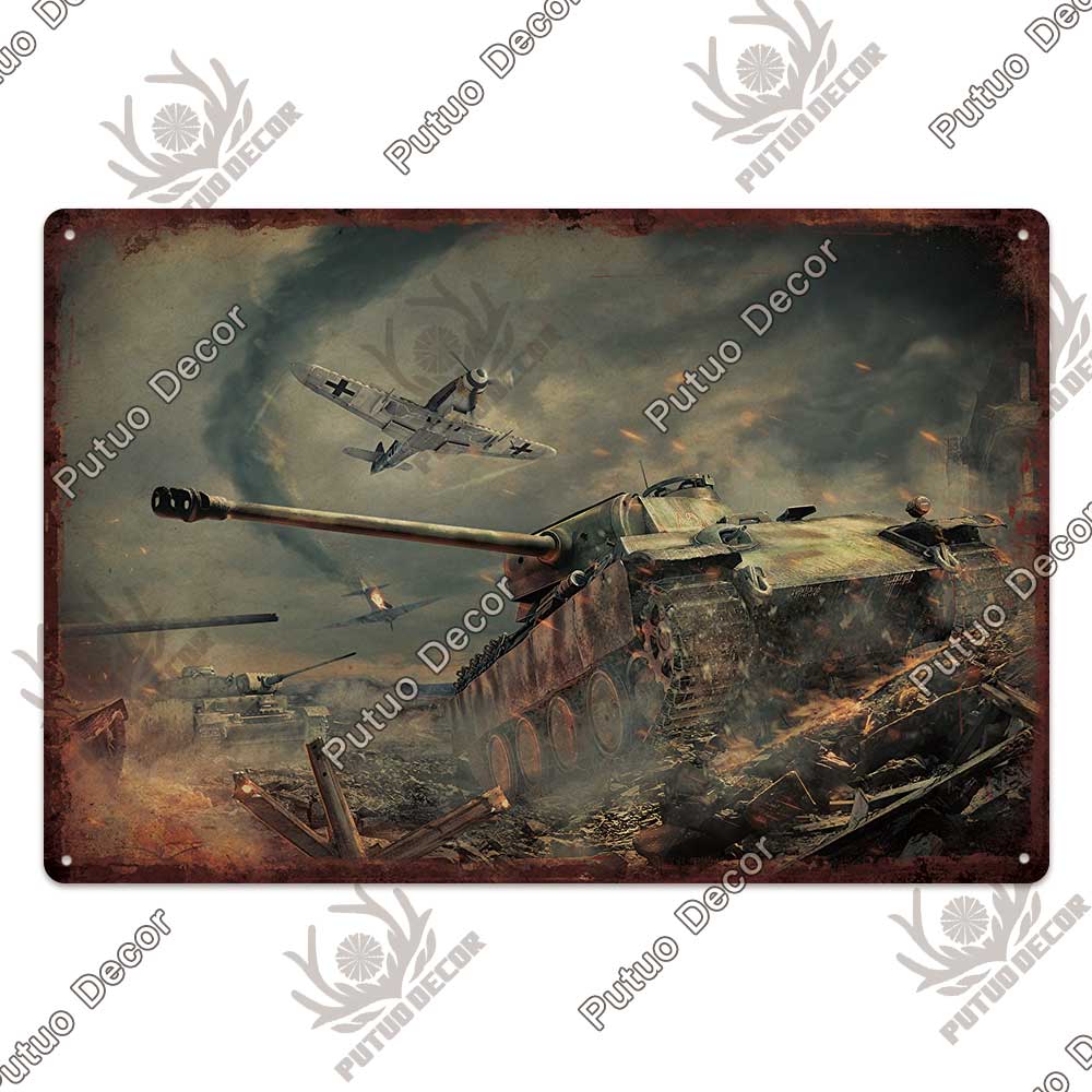 Putuo Decor Panzer Blechschild Metallschild Dekorative Vintage-Dekor Plakette Wanddeko Garage Man Cave Clubraum Zuhause