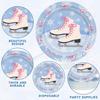 100 Pieces Roller Ice Skating Party Plates Napkins Skating Tableware Set Winter Party Skate Dinnerware Disposable Paper Dessert Plates Napkins for