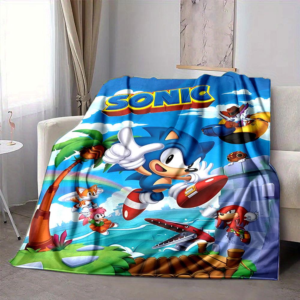 1 шт. Фланелевое плед Sonic Adventure - HD-печать, легкий, мягкий, теплый, всесезонный плед для дивана, кровати, 80x120cm