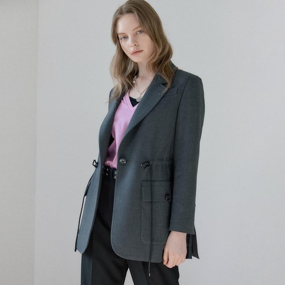 

Maxza Tailored One Button String Jacket Cc03qj303on Grey/FREE