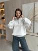 Women's Fashionable Solid Color Half-Zip Pullover Hoodie