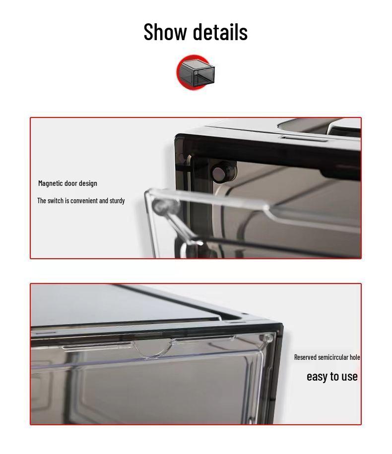 20-Pack Transparent Magnetic Door Vertical Shoe Boxes for High-Top Sneakers – Breathable Acrylic Storage
