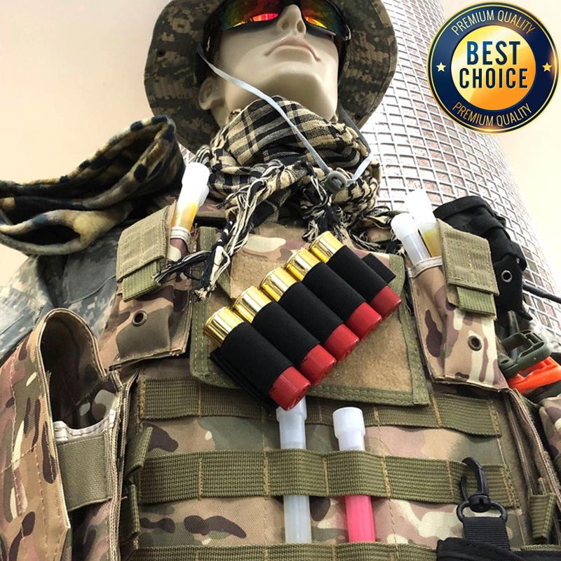 Tactical Hunting Ammo Holder 5 Rounds Shell Holder Bullet Bag Adhesive Patch for Rifle 12GA Shotgun Hunting Gun Accessories
