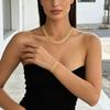 2Pcs/Set Women Jewelry Set, Adjustable Length Cuban Chain Necklace Bracelet, Waterproof Corrosion Resistant Jewelry Gift