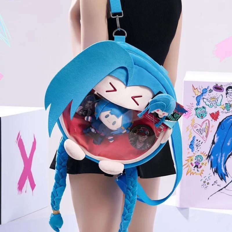 Original Lol League Of Legends Bilibiligoods Arcane Season 2 Jinx Short Plush Stuffed Backpack Action Figure Model Kid Toys Gift