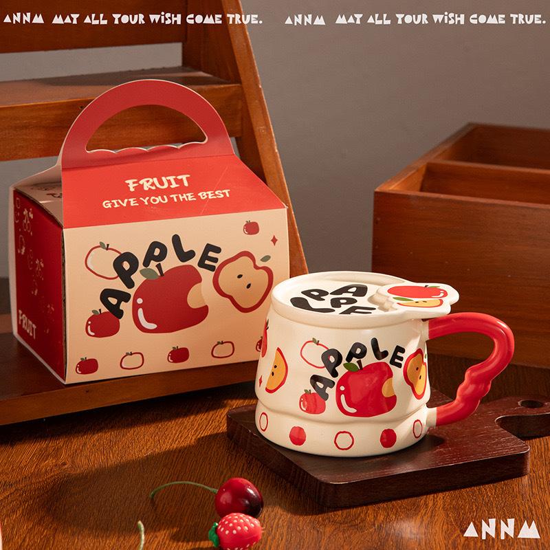 Creative Fruit Ceramic Cup Cartoon Mug Souvenir Summer Fresh Girls Water Cup with Cover High Looking Cup