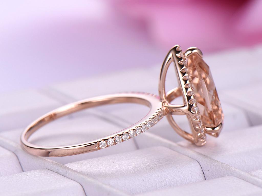 Boutique, Large Drop-Shaped Gemstone Women'S Ring, Luxury Copper-Plated Rose Gold Jewelry