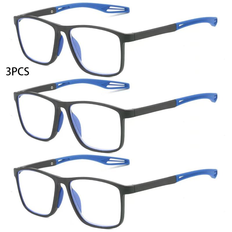 3Pcs Fashion  Reading Glasses For Men Spring Leg Sports Presbyopia Glasses Anti Blue Light Glasses +100 ~+400