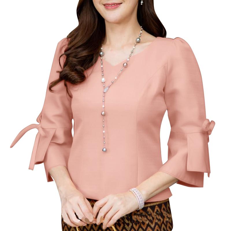 

ZANZEA Women Summer V-Neck 3/4 Sleeve Loose Casual Blouse S рожевий