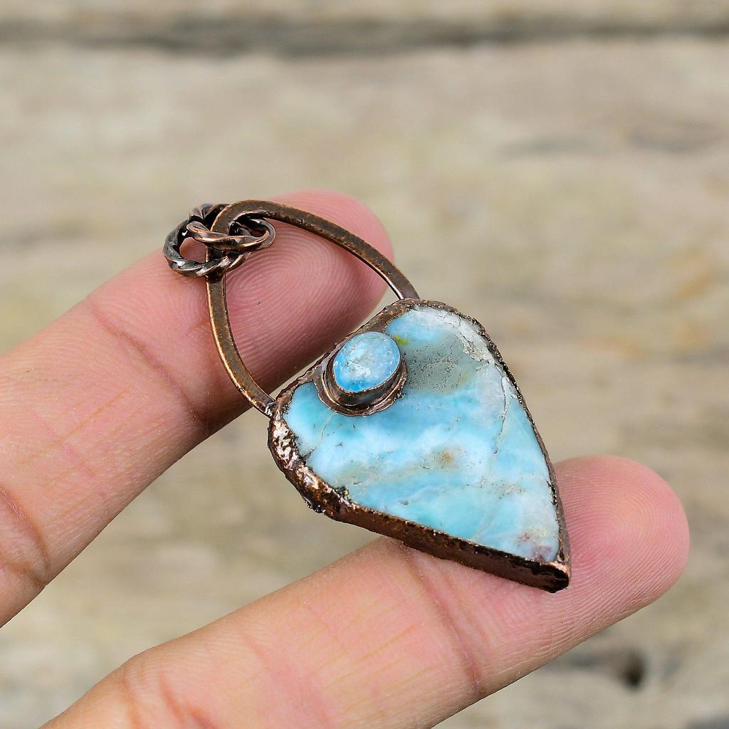Larimar Pendant Electroformed Copper Pendant Electroformed Jewelry Gemstone Pendant Handmade Pendants Copper Jewelry Special Occasion Gifts