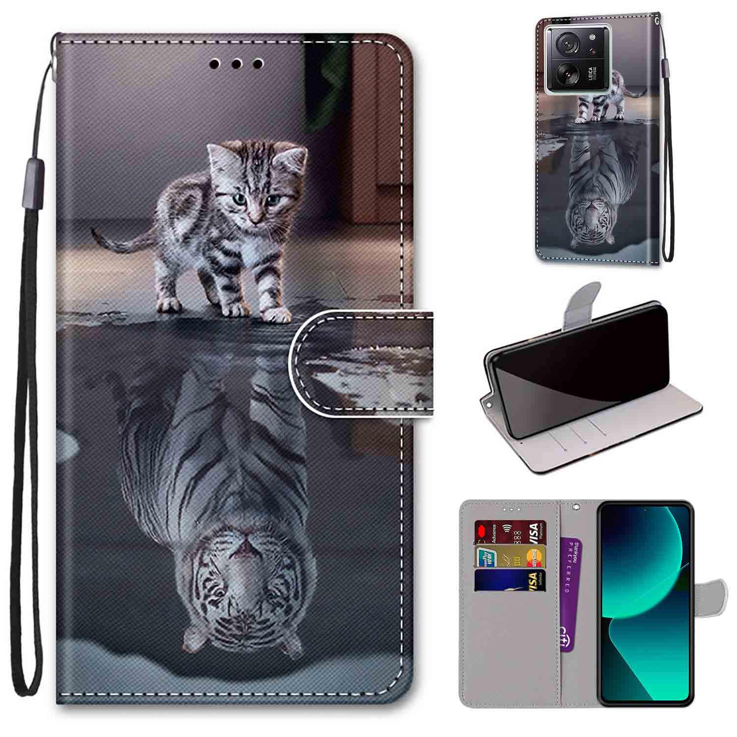 

Модный расписной узорный чехол-книжка с ремешком для iPhone Samsung Huawei Honor Xiaomi Redmi OPPO Realme Moto Asus Samsung Galaxy A14