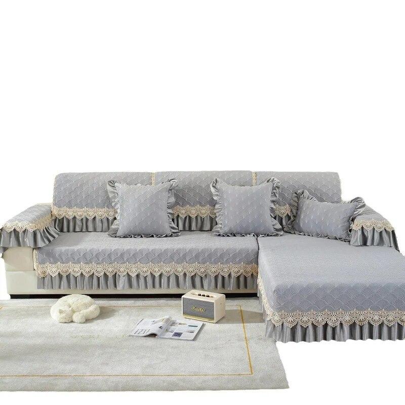 Winter Non-Slip Cushion European Style Skirt Sofa Cover 2022 New Thickened Cover Cloth Plush Sofa Cushion