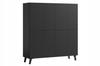 Tall Chest of Drawers 120cm On Legs for the Living Room, Black Graphite, MDF Fronts In a Herringbone Pattern