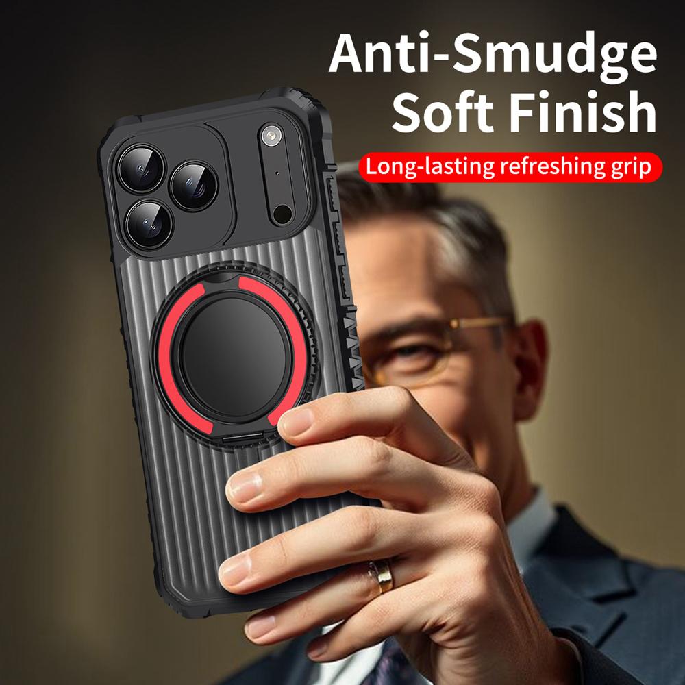 KEYSION Étui avec support anneau rotatif à 360° pour MagSafe pour iPhone 17 Pro Max 17 Air Mat Transparent Magnétique Antichoc Housse de téléphone