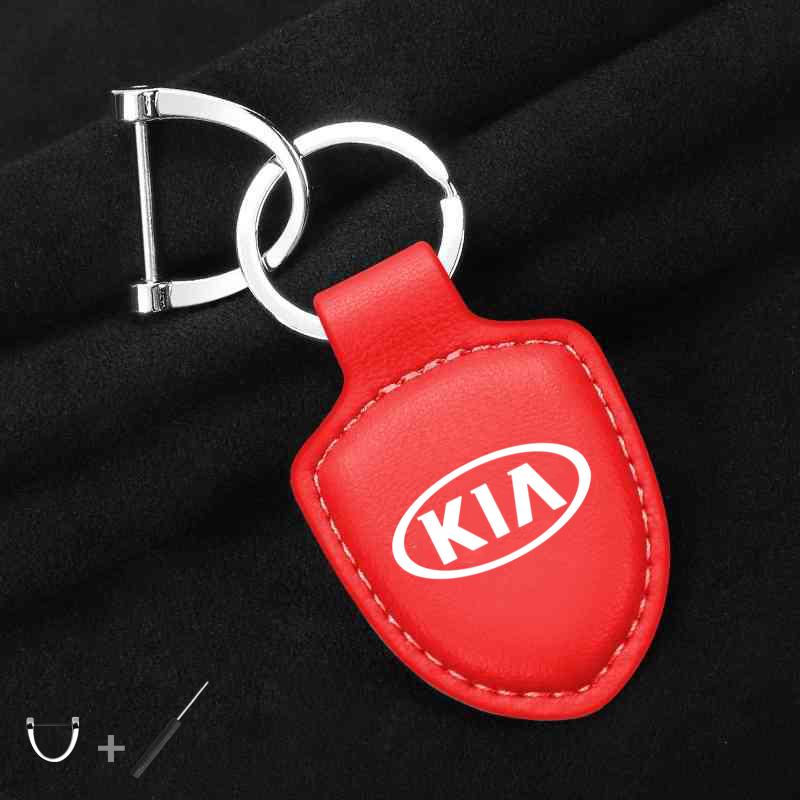 KWTU7 For Kia Rio Soul Cerato Soent Sportage Picanto K5 Forte Accessories Car Shield Leather Keychain Key Ring Pendant Holder Gift