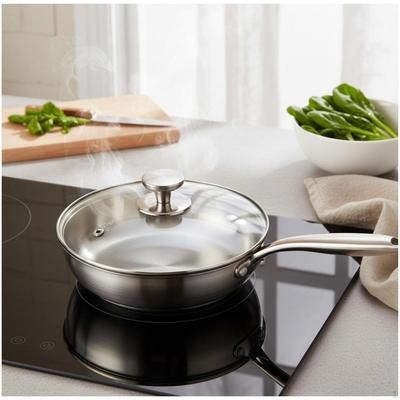 Flat Bottom Frying Pan Stainless Steel Culinary Grade Nonstick Skillet for Home