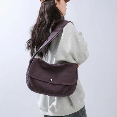 Casual Messenger Ladies Crossbody Bag Vintage Canvas Teen Tote Bag Solid Large Capacity Youth Shoulder Bag