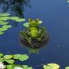 Garden Ornaments Frog Statue Water Floating with Frog Ornament Lotus Leaf and Frog Ornament for Outside Adorable Decoration