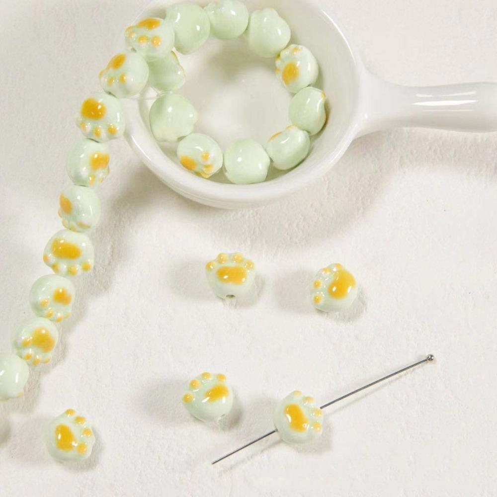 10Pcs Cartoon Design Cat Paw Beads Ceramic Jewelry Making Material  Student