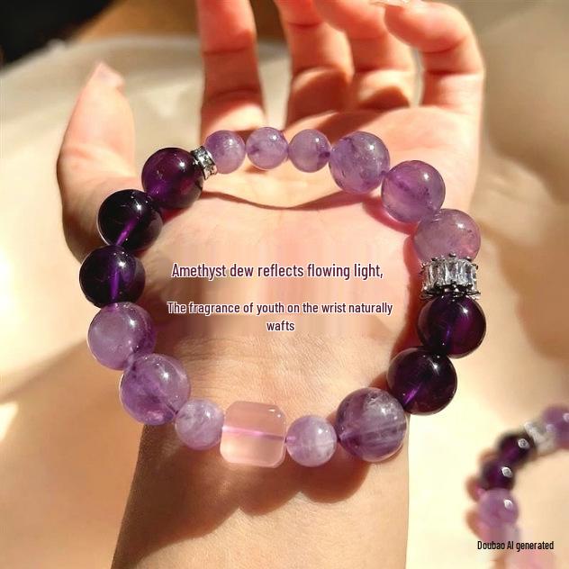 Rhythmic Purple Crystal Bracelet: Qixi Limited Edition with Nine Purple Li Fire Beads - Women's Douyin Style