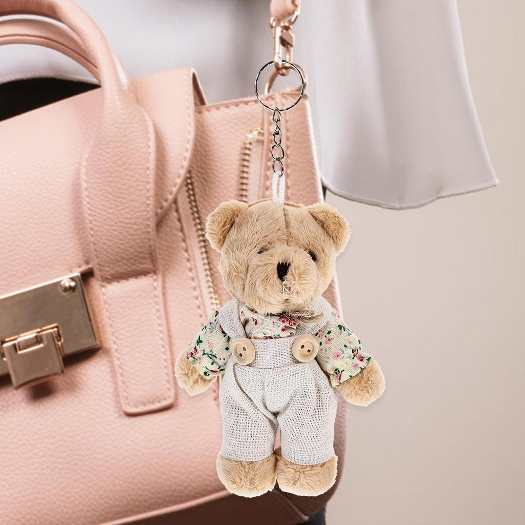 CALLARON Bear Plush Keychain Set of 2, Matching Couple Bag Decorations, Fluffy Bears, Valentine's Day Gift