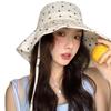 Sweet and cute love lace-up bucket hat women's summer big brim sunscreen basin hat show face small hat