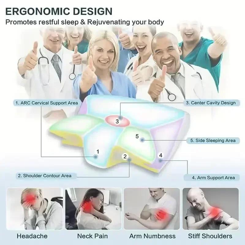 Schlafkissen aus Memory-Schaumstoff, Schmetterlingsform, langsame Rückfederung, entspannende Linderung von Nackenschmerzen, ergonomisches orthopädisches Konturkissen