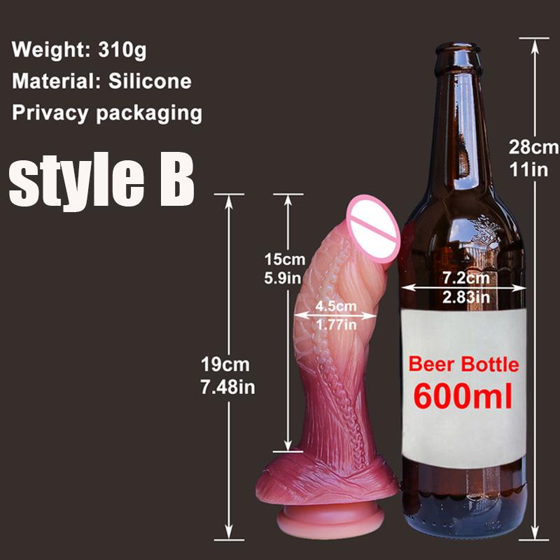 Erotic Soft Silicone Animal Dildo Sucker Cock Lesbian Double Masturbator Penis Butt Plug Male Female Sex Toy