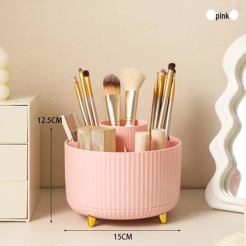 Rotating Plastic Pen Holder & Cosmetic Organizer - Luxurious Desktop & Tabletop Storage Solution