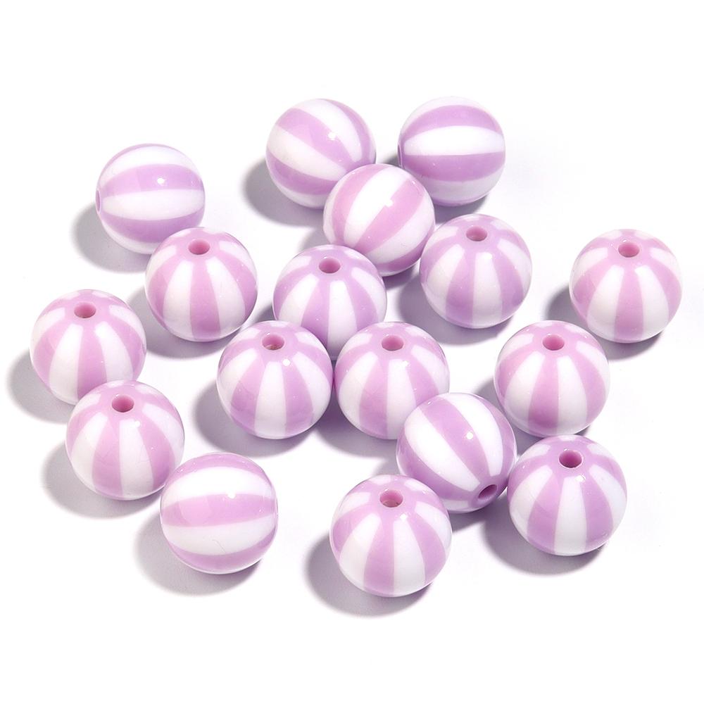 10-20pcs Acrylic Beads Big Hole Stripe Acrylic Beads Colorful Round Loose Spacer Beads For Jewelry Making DIY Bracelet Necklace