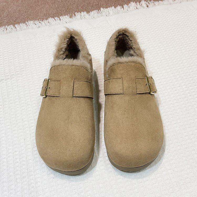 Fleece all-inclusive Boken shoes women's 2025 new autumn and winter northeast cotton shoes Doudou shoes fluffy shoes snow boots