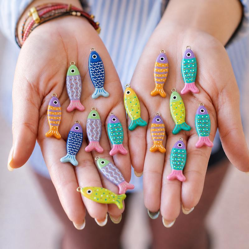 Kawaii Tropical Fish Charms Assorted Vivid Colors Pendants for DIY Earrings Bracelets Necklaces Kids Handcraft Jewelry Making