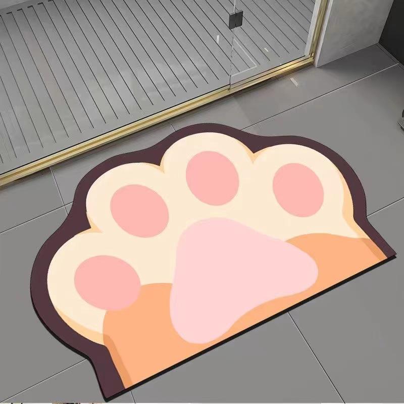 Cartoon Cat Claws Shaped Diatom Mud Floor Mats for Household Bathroom Floor Mats for Bathroom Absorbent Foot Mats for Entrance Door Mats