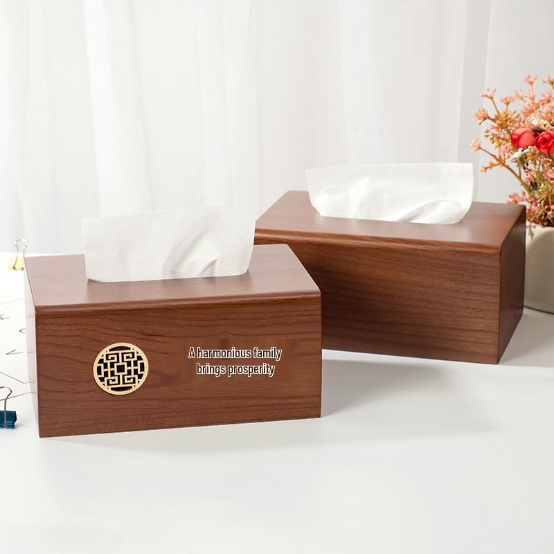 Huixing Light Luxury Solid Wood Tissue Box - Creative Desktop Napkin Storage for Living Room