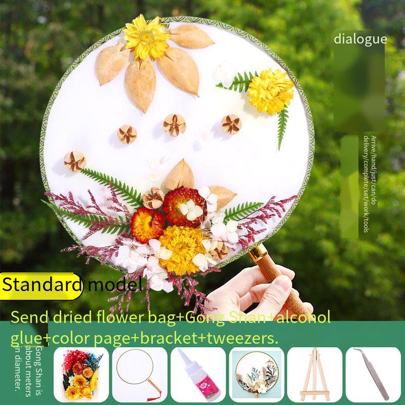 DIY Preserved Fresh Flower Hand Fans Creative Party Gift Home Decoration Fashion Decorative Chinese Japanese Fan Versatile New