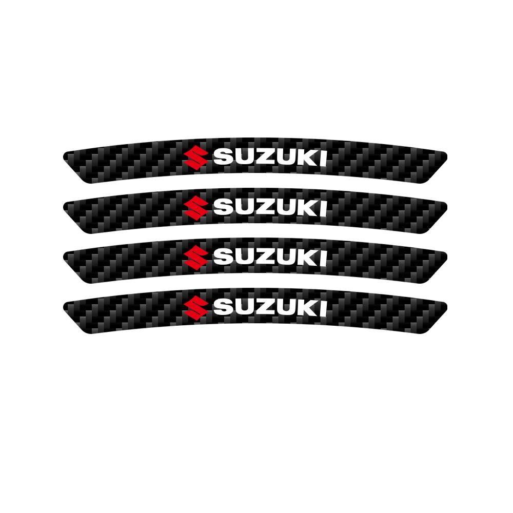 4PCS Car Wheel Hub Rim Stickers Auto Carbon Fiber Decal for Suzuki Swift Samurai Baleno Grand Vitara Ertiga Ginny Villa Spoiler