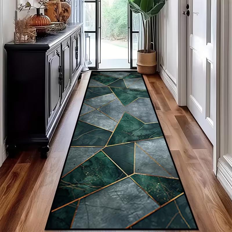 European Street Scene Runner Carpet Warm Toned Floral Architecture Painting Old Town Landscape Hallway Floor Mat Home Decor