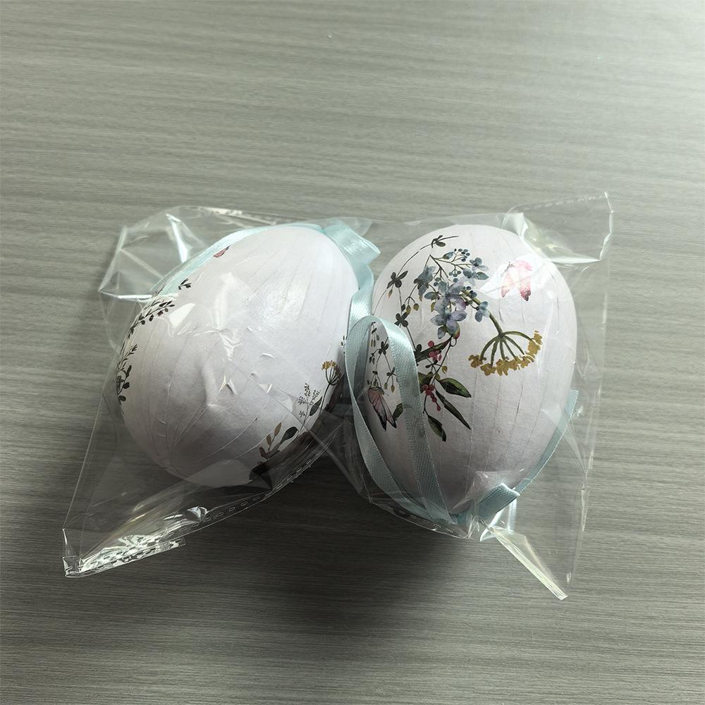 Easter Hanging Foam Egg With Rabbit Patten Cartoon Diy Artificial Simulation Egg Easter Hanging Ornament Party Atmosphere Prop