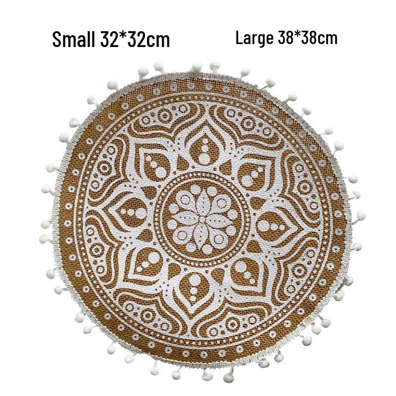Nordic Style Woven Cotton Linen Coasters Placemats - Decorative Jute Heat Insulation Pads for Dining Tables