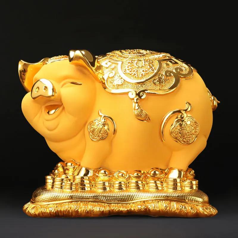 Creative Golden Piggy Bank Home Decoration Accessories Modern Resin Crafts Business Gifts Living Room TV Cabinet Ornaments