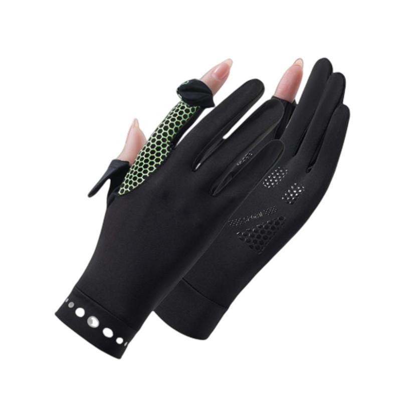 Sunscreen gloves women's summer thin non-slip breathable anti-ultraviolet outdoor cycling fishing ice silk flip gloves
