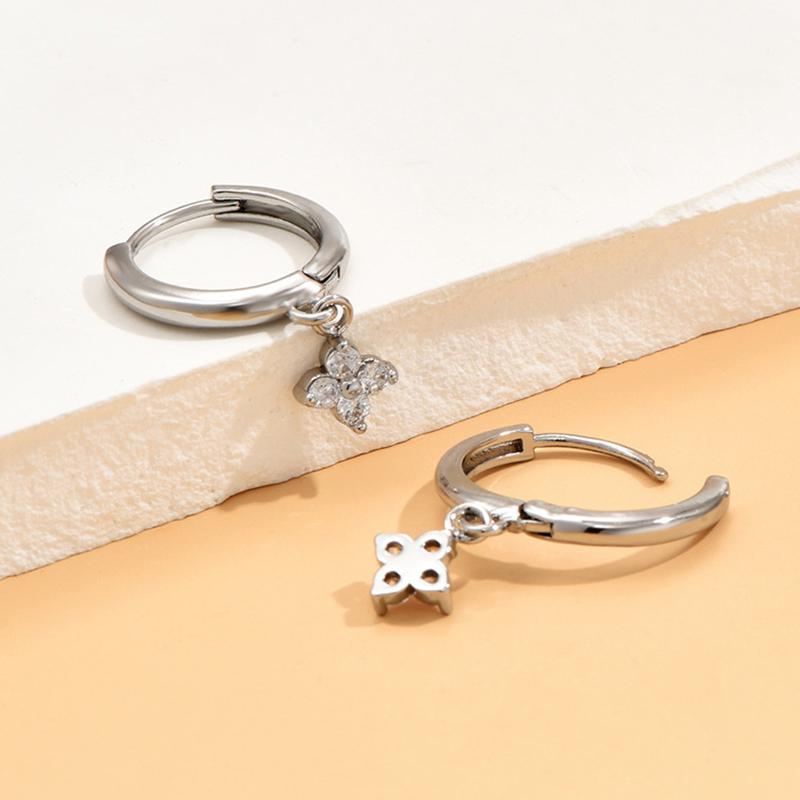 Simple Gold Color Stainless Steel Floral Sweet Earrings Temperament Simple Inlaid Zircon for Women Wedding Jewelry Accessories
