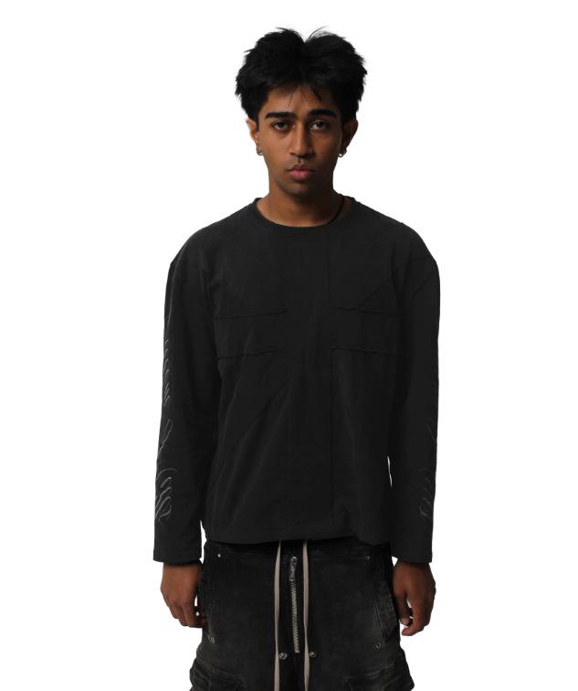 T-shirt Unisex Manica Lunga con Stampa di Lettere Dark Gotica Stile Y2K Europeo