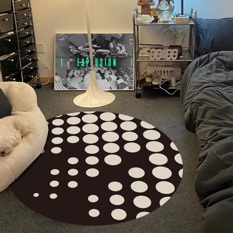 Black and White Minimalist Boys' Bedroom Non-Slip Billiards Floor Mat, 8-Ball Carpet for Home, Living Room, or Bedside Rug